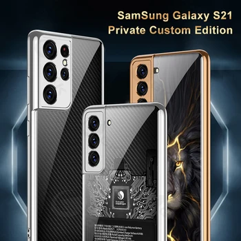 GKK Plating Steklo Ohišje Za Samsung Galaxy S21 Plus Ultra Luksuzni Vzorec Mehko Rob Pokrovček Za Samsung Galaxy S21 Plus Ultra Primeru