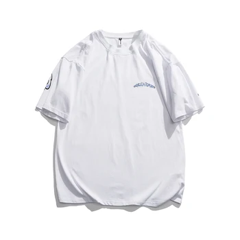 GlacialWhale T-shirt Moški 2021 Vrhovi Graphic T-Majice Hip Hop Japonski Ulične Harajuku Priložnostne Prevelik Bela Majica Za Moške