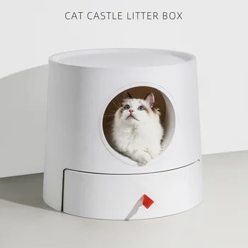 Grad Oblikovan Mačka Legla Polje Dva Kosa V En Predal Kitty Wc Peskovniku Pladenj za Hišne Zaloge Mačke Wc