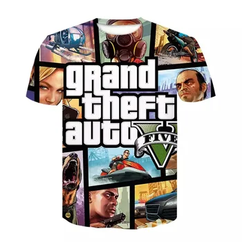 Grand Theft Auto Igro GTA 5 Fantje Poletne Majice Kul GTA5 Moški TShirt Pisane 3D Print majica s kratkimi rokavi T Shirt Smešno Oblačila 4-14T