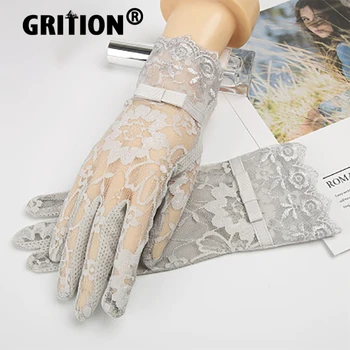 GRITION Womens Gloves Lace Lightweight Soft Touch Screen Outdoor Driving Cycling Ladies Breathable Non-Slip Golves Free Size New