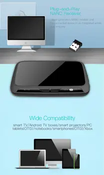 H18+ 2,4 GHz Mini Brezžična Tipkovnica, Sledilna Ploščica Z Ozadja Zraka Miško Zraka Miško Polno Touchpad Različica Za Ponovno Polnjenje Tipkovnico