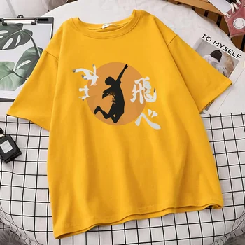 Haikyuu Anime Tiskanja Ženska Oversize T-shirt Bombaža Bombaža, Kratek Rokav T shirt Moda 2021 Ustvarjalnost Velik obseg Ženske T srajce