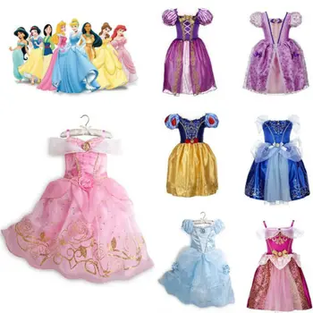 Halloween Dekleta Pravljična Princesa Obleko Gor Belle Pepelka Aurora Rapunzel Sneg Bel Kostum Darilo