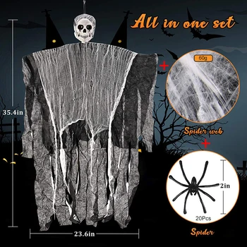 Halloween Visi Lobanje Duha Dekoracijo Nastavite Duha Spider Web Rekviziti (Hiša strahov), Dekor Halloween Dekoracijo za Dom