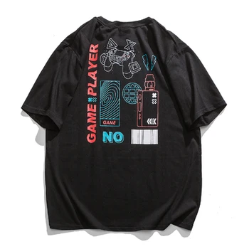 Han Moške poletne nov slog zabavno tiskanje kratkih oplaščeni T-shirt trend svoboden hip-hop okoli vratu t-shirt