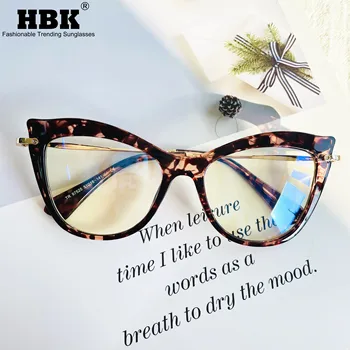 HBK Cat Eye Glasses Okvir Letnik Računalnik Očala Kovinski Okvir Ženske Moški Jasen način Očala 2021