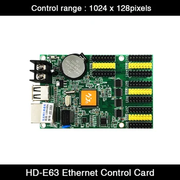 HD-E63 Ethernet & USB Port 4*HUB08 & 8*HUB12 Vrata 1024*128Pixel Enojno in Dvojno Barvo Tri-Barvni LED Zaslon Prijavite Kartice Krmilnika