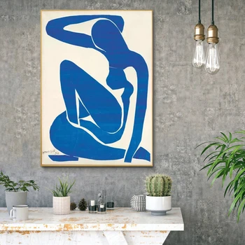 HD Natisnjeni francoski Henri Matisse Modra Golih Plakat Abstraktnega Slikarstva Platno Fotografije Bar Cafe Wall Art Dom Dekor