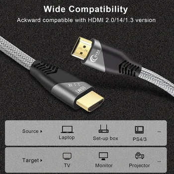 HDMI je Združljiv Kabel 8K@60Hz 4K@120Hz Ultra High-Speed 48Gbps HDMI je Združljiv 2.1 Kabel za Xiaomi Mi Polje PS5 PS4 Digitalni Kabel
