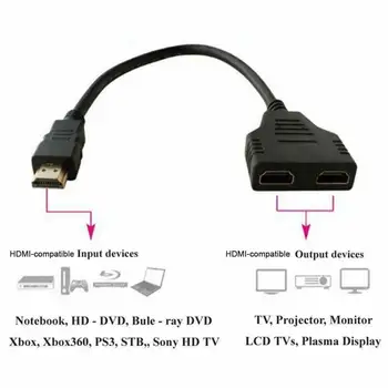 HDMI je združljiv Splitter Kabel 1080P HD Video Preklopnik Adapter 1 Vhod 2-Izhodna Vrata, prostor Za PS3 PS4 DVD HDTV Prenosni RAČUNALNIK TV