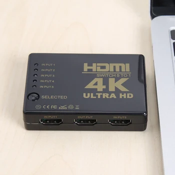 HDMI je združljiv Stikalo za Ločevanje Polje Ultra HD 5x1 5 Input 1 Izhod Video Preklopnik Selektor za Gospodinjstvo Računalniški Dodatki