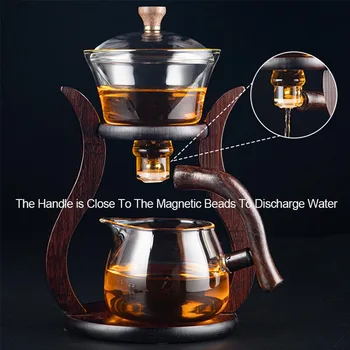 HeatResistant Steklo Čaj, Set Magnetnih Vode Zlorabe Obračanje Pokrova Skledo Pol-Avtomatski Čaj, Kavo Leni Kungfu Kapljično Čajnik