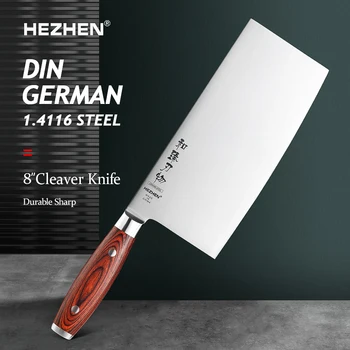 HEZHEN 8 Cm Cleaver Nož Rezina Mesa, Zelenjave iz Nerjavečega Jekla nemški DIN1.4116 Jekla Lepo Darilo Polje Kuhinjski Noži