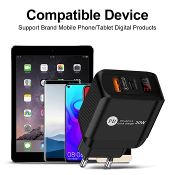 Hitro Polnjenje 3.0 PD Polnilnik USB Universal 20W USB Tip C Fast Charger Napajalnik za iPhone 12 8 Plus Telefon Xiaomi iPAD