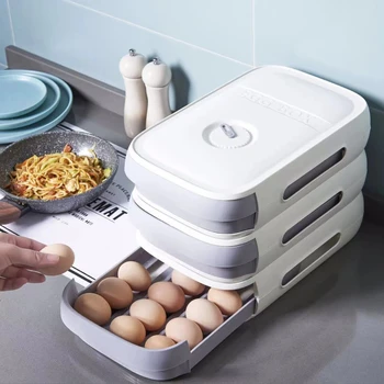 Hladilnik jajce škatla za shranjevanje gospodinjski sveže-vodenje Ustvarjalnih Kuhinja hrane organiziranje rack vozni predal jajce škatla za shranjevanje