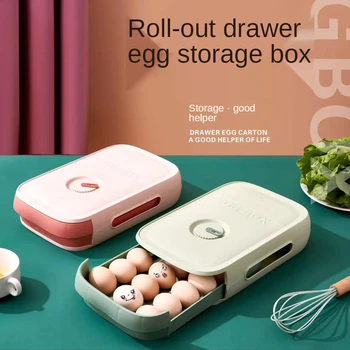 Hladilnik jajce škatla za shranjevanje gospodinjski sveže-vodenje Ustvarjalnih Kuhinja hrane organiziranje rack vozni predal jajce škatla za shranjevanje