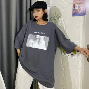 Hong Kong Slog Elegantna Hong Kong Slog Oversize Kratek Sleeve majica s kratkimi rokavi Ženske Svoboden korejskem Slogu Ins Trendy Harajuku Slog Čudno