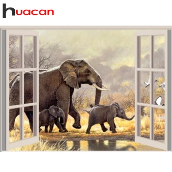 Huacan 5d Diamond Slikarstvo Živali Diamond Mozaik Navzkrižno Šiv Slon Umetnosti Kompleti za Vezenje Prodaje Obrti