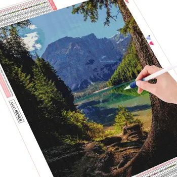 HUACAN 5D DIY Diamond Slikarstvo Krajine Drevo Diamond Vezenje Prodaje Gorske Reke Okrasnih Mozaik Wall Art