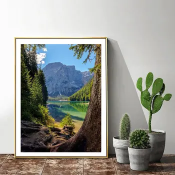 HUACAN 5D DIY Diamond Slikarstvo Krajine Drevo Diamond Vezenje Prodaje Gorske Reke Okrasnih Mozaik Wall Art