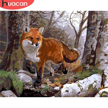 HUACAx KitN DIY Slike S Številko Fox Barvanje Z Številkami Živali Ročno Poslikane Slike Umetnosti, Risanje Na Platno Darilo Doma Dekor