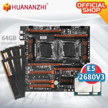 HUANANZHI X99 F8D X99 matična plošča Intel Dual z Intel XEON E5 2680 V3*2 z 8*8GB DDR4 NON-ECC memory combo kit NVME USB