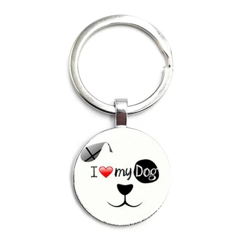 I Love My Dog Srčkan Key Ring Stekla Chrysoprase Avto Ključ Obesek za Moške in Ženske ključe Darilni Nakit