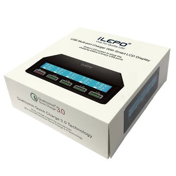 ILEPO QC3.0 Polnilnik USB 50 W Pametno polnilno Postajo 5V3A 9V2A 12V1.5A LCD Zaslon 5 Vrata USB za Hitro Polnjenje Za Iphone, iPad