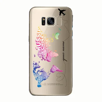 Ime po meri Svetovni Zemljevid Potovanja Mehko TPU Telefon Primerih Za Samsung Galaxy S20 S21 S6 S7 S8 S9 S10 S10E Lite Plus Ultra FE Kritje Coque