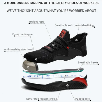 Industrijska Moških Delo Čevlji Jekla Toe Varnost Delovnih Moški Škornji Anti-Razbija Vzročno Šport Zavezat Lahki ping