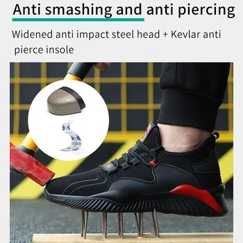 Industrijska Moških Delo Čevlji Jekla Toe Varnost Delovnih Moški Škornji Anti-Razbija Vzročno Šport Zavezat Lahki ping