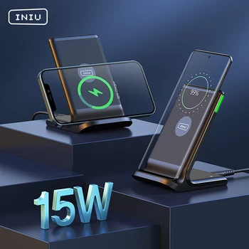 INIU Qi 15W Brezžični Telefon, Polnilnik Imetnika Avto-Prilagodljivo LED Indikator Hitro Polnjenje Tipke Za iPhone Airpods Xiaomi Huawei Samsung