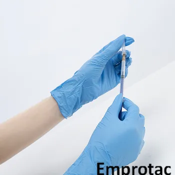 Intco Nitril Rokavice za zaščito strani 98% pure nitrilna modre rokavice beljakovin brezplačno latex dela prost rokavice 9 palcev 50pcs na polje
