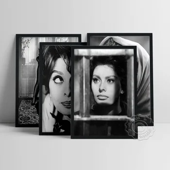 Italijanska Igralka Sophia Loren Plakat, Črno Bel Eleganten Boginja Stensko Slikarstvo, Minimalism Igralec Platno, Tisk, Loren Navijači Darilo