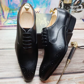 Italijanski Moški Usnjeni Čevlji Klasičnih Formalnih Čevlji Black Brown Opozoril Toe Čipke Gor Obleka, Čevlji Poročni Urad Oxford Čevlji Za Moške
