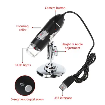 Izobraževalne igrače / Znanost 1000X Digitalni USB Mikroskop Endoskop 8LED Fotoaparat Microscopio Lupo w stojalo