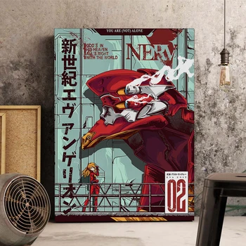 Japonske Anime Evangelion Plakat Platno Wall Art Stripi Tiskovine Doma Dekoracijo Sten Slikarstvo, Ki Živijo Študija Soba Spalnica Soba