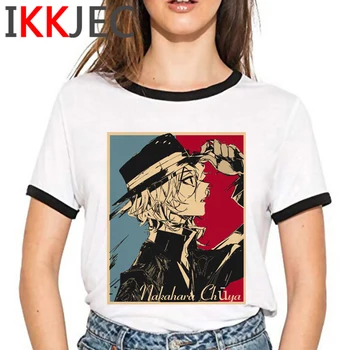 Japonski Anime Bungou Potepuške Pse Tshirt Ženske Chuuya Nakahara Kawaii T-shirt Srčkan Smešno Risanka Tshirt Harajuku Vrh Tees Ženski