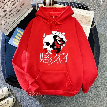 Japonski anime Kakegurui pulover s kapuco temno risanka igre na Srečo šoli tisk svoboden punk Ženske Majica letnik Harajuku Gothic hoodie