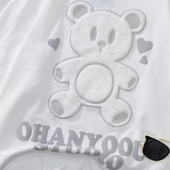 Japonski Girls Srčkan Nosi Nekaj Roza Kratek Rokav T-shirt O-vratu Priložnostne Vrh 2021Spring Poletje Oversize Ohlapne Majice za Ženske