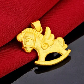 Japonski in korejski Ustvarjalne Trendy Stari Pravo Malo, Trojanski Konj, Ogrlico, Obesek, 24k Gold Pegasus Ogrlica