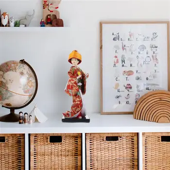 Japonski Slog Gejša Lutka Kimono Lutka Dekoracijo Namizni Okras Ročno Gejša Kipec 3D Gejša Lutka za Office Home