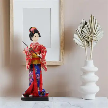 Japonski Slog Gejša Lutka Kimono Lutka Dekoracijo Namizni Okras Ročno Gejša Kipec 3D Gejša Lutka za Office Home