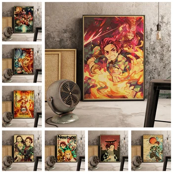 Japonski Strip Film Demon Slayer Mugen Vlak Anime Plakat Kimetsu ne Yaiba Mugen Ressha-kokoš, Slikarstvo, Umetnost Domače platno slikarstvo
