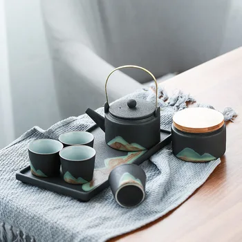Japonski Ti Liang Hu Kung Fu Čaj Urad Preprost Gospodinjstvo Ročno Poslikano Zen Keramike, Keramični Čaj, Set Čaj Lonec s Skodelico Čaja Obred