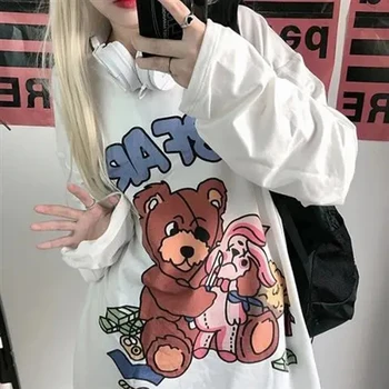 Japonski Ženska Prevelik Hoodies Gothic Harajuku Dolg Rokav Anime Kawaii Hoodie Oblačila Tiskanje Hoodies Jakna Ženske Pomlad