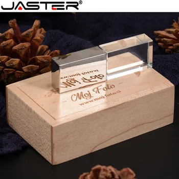 JASTER USB flash Moda novi Kristalni Usb z leseno škatlo pravi sposobnost ustvarjalne USB 2.0 4GB 8GB 16GB 32GB 64GB Zunanje Skladiščenje
