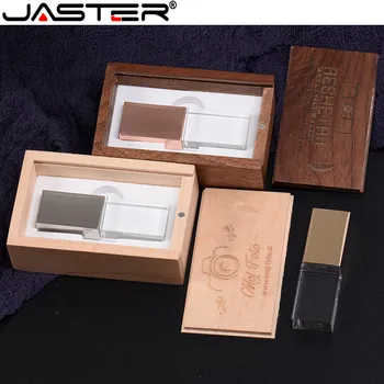 JASTER USB flash Moda novi Kristalni Usb z leseno škatlo pravi sposobnost ustvarjalne USB 2.0 4GB 8GB 16GB 32GB 64GB Zunanje Skladiščenje