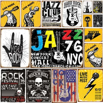 Jazz Rock Glasba Tin Znak Festivala Rock Roll Glasbe Klub Plakat Retro Plaketo Kovinski Umetnosti Železo, Slikarske Obrti Klub Dekorativne Plošče